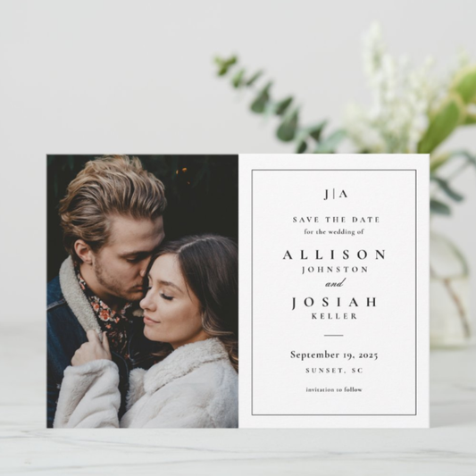 Double-Sided Customizable Wedding Date Announcement Greeting Cards