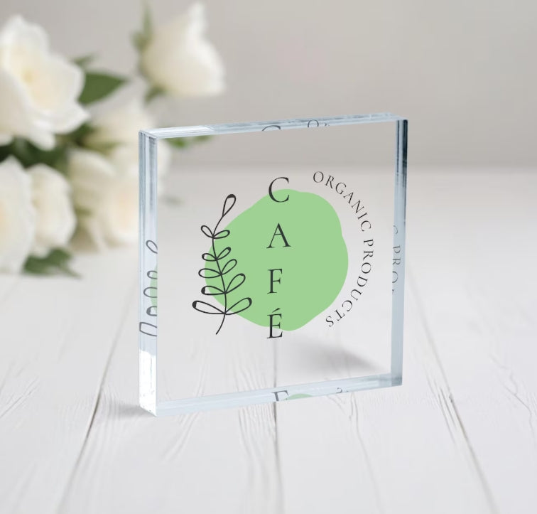 Customized acrylic square standing signs · Customized LOGO+ text · Waterproof and anti-fading