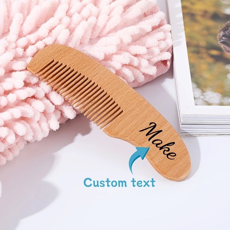 Custom-made wooden tooth comb · Imitation wood material · Wide and dense teeth are genuine · Anti-static and won't hurt the scalp