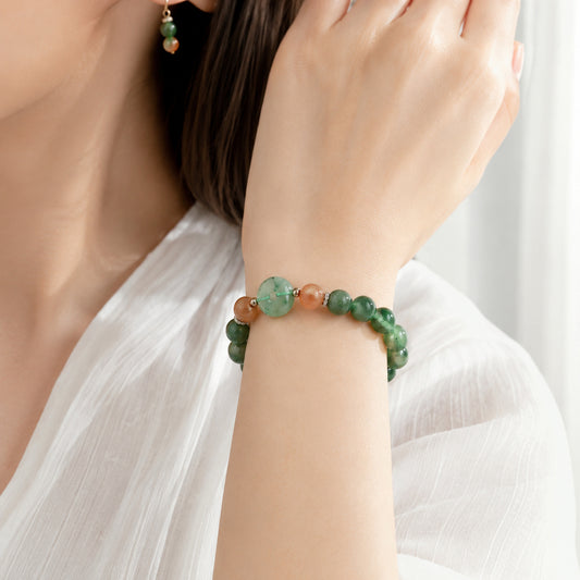 Verdant Coral Accent Bracelet - bright wearing