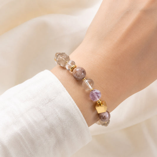 Smoky Lavender Cube Bracelet - bright wearing