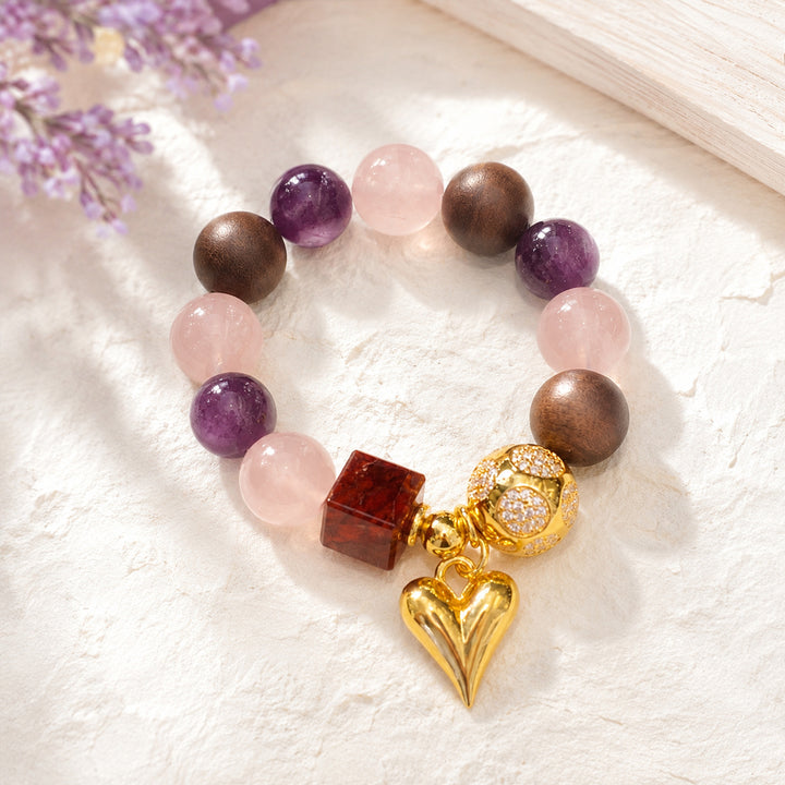 Mauve Rose Heart Bracelet