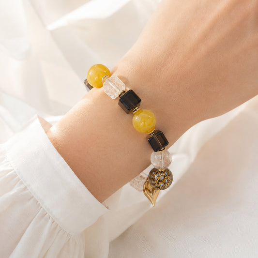 Golden Honey Heart Bracelet - bright wearing