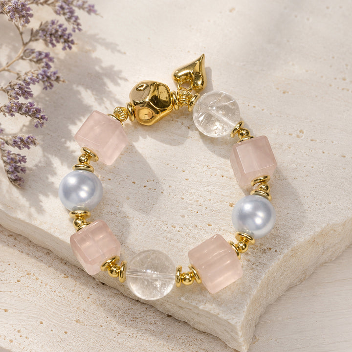 Rose Pearl Cube Bracelet