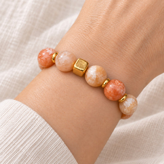 Peach Inclusion Crystal Bracelet - bright wearing