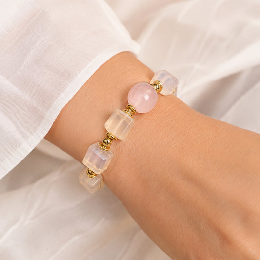Soft Champagne Cube Bracelet - bright wearing