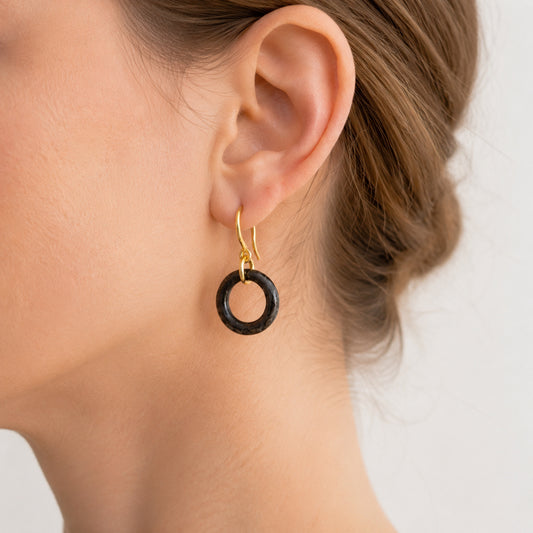 Noir Ring Drop Earrings - bright wearing
