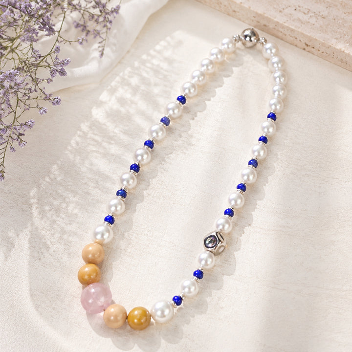 Pastel Sapphire Pearl Necklace