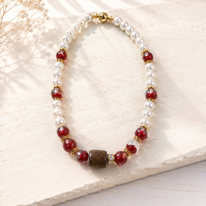 Garnet Earth Pearl Necklace