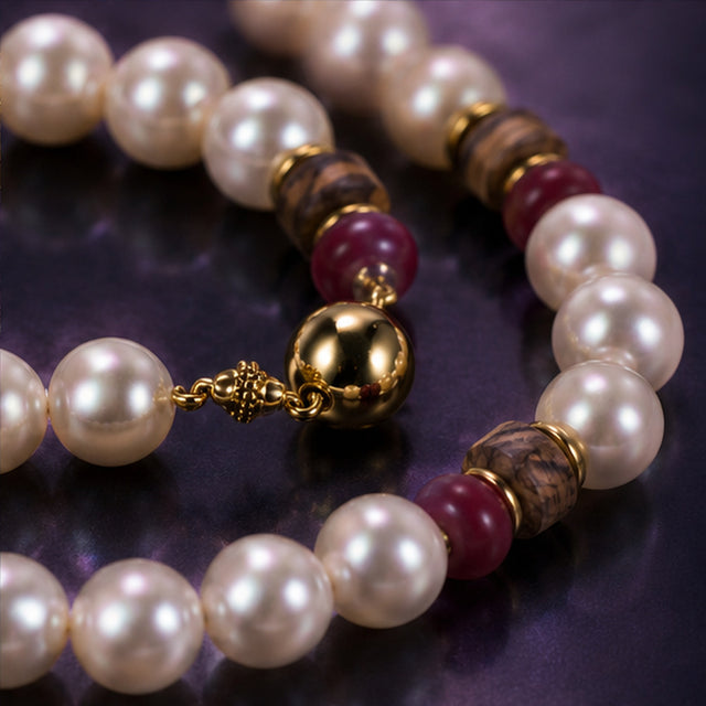 Garnet Pearl Strand Necklace
