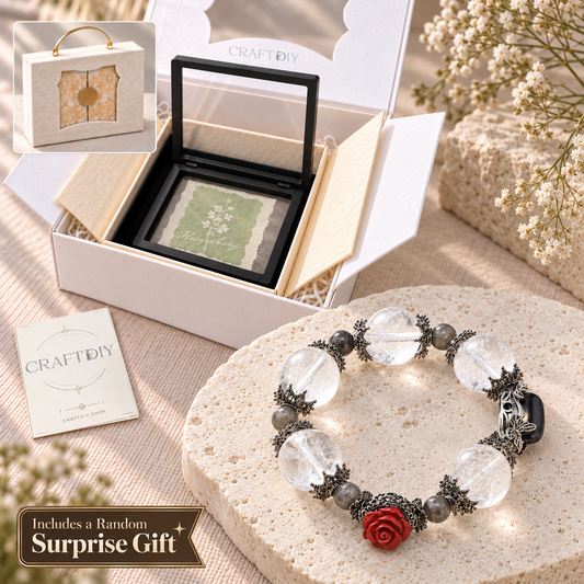Clear Rose Silver Bracelet — CRAFTDIY gift box, includes a random surprise gift