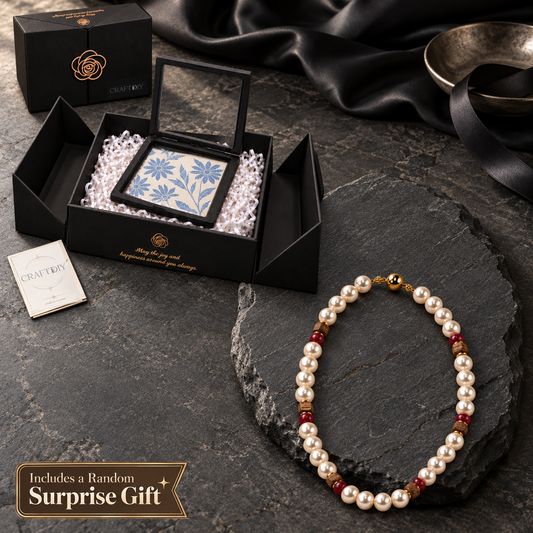 Garnet Pearl Strand Necklace — CRAFTDIY gift box, includes a random surprise gift