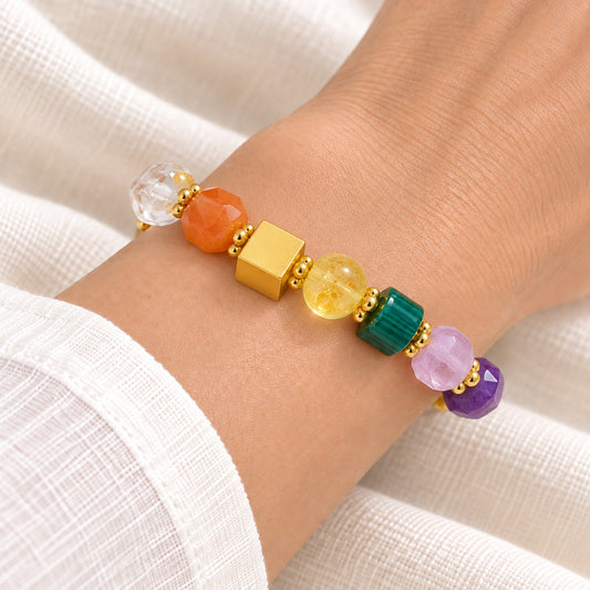 Prism Rainbow Cube Bracelet - bright wearing