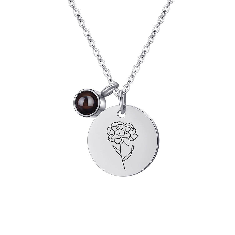 Personalized Floral Projection Photo Necklace