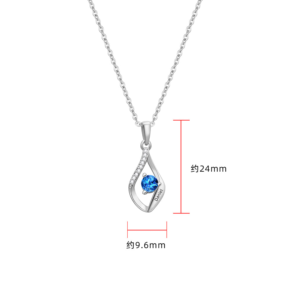 Personalized Leaf Multi-Birthstone Name Necklace