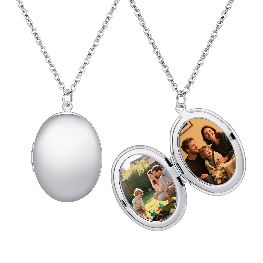 Personalized Round Photo Locket Necklace