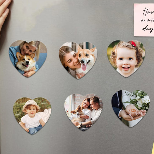 Customized heart-shaped fridge magnets · Classic heart shape · Firm and won't fall off · Can print photos and text