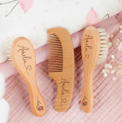 Customized three-piece set · including toothed comb/air cushion comb/wool brush · Can print LOGO or text