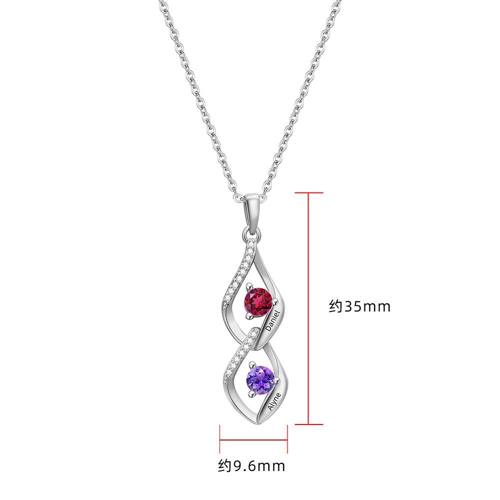 Personalized Leaf Multi-Birthstone Name Necklace detail