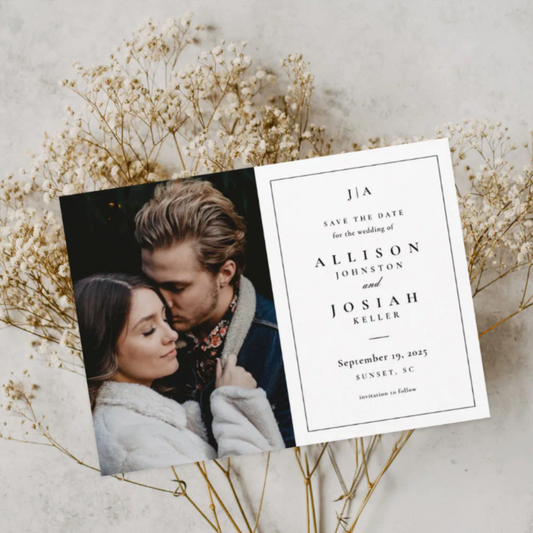 Double-Sided Customizable Wedding Date Announcement Greeting Cards