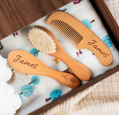 Customized three-piece set · including toothed comb/air cushion comb/wool brush · Can print LOGO or text