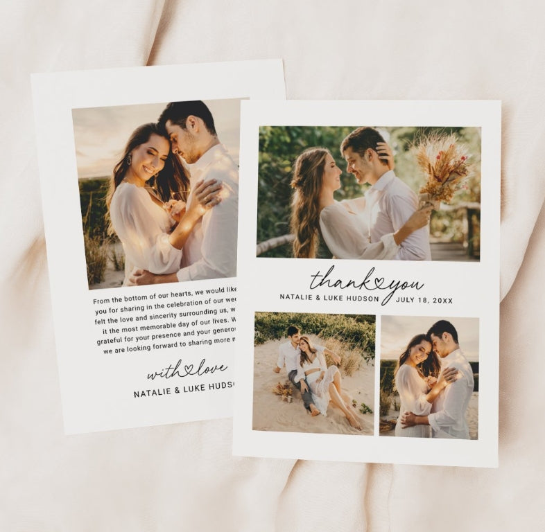 15cm*10cm large-sized wedding customized greeting cards, customized names of the bride and groom, photos of the newlyweds, and customized wedding dates
