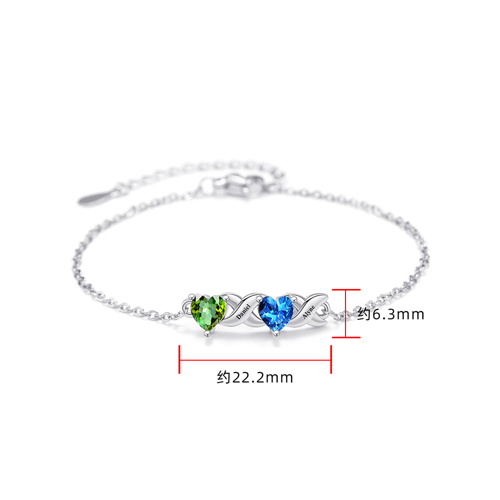 Personalized Multi-Birthstone Charm Bracelet