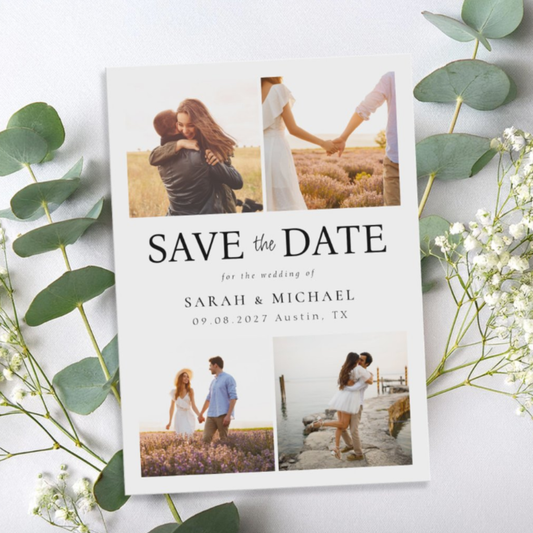 Custom Wedding Date Announcement Greeting Cards with Envelopes - Personalized Greeting Cards with Customizable lmage and 'Text