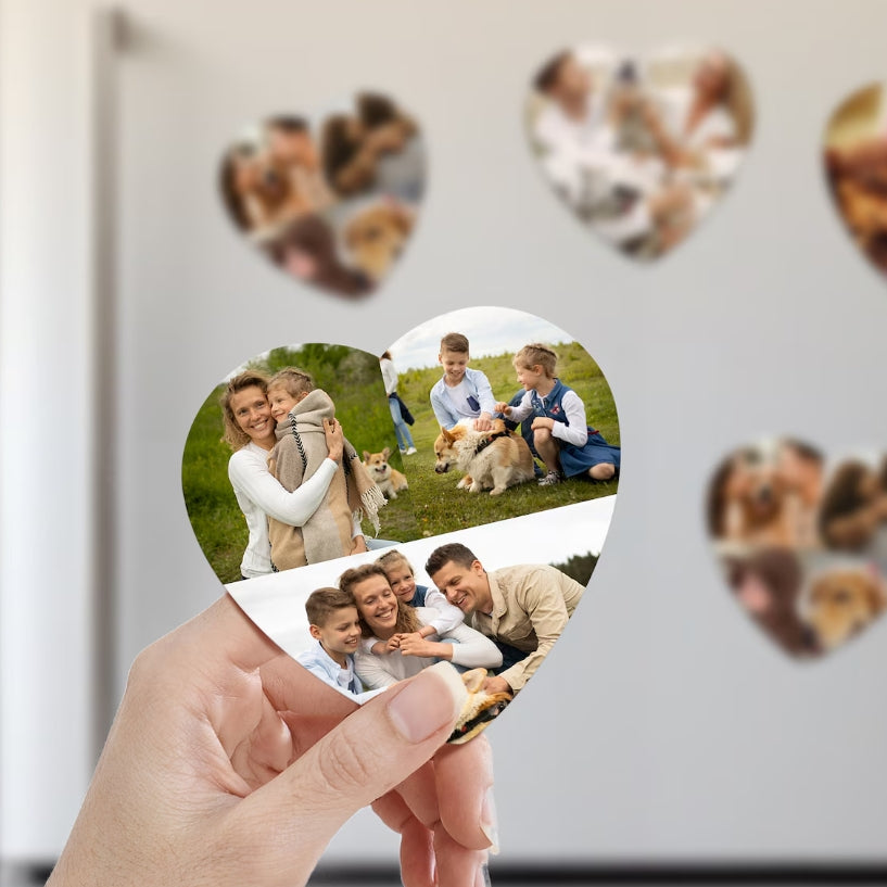 Customized heart-shaped fridge magnets · Classic heart shape · Firm and won't fall off · Can print photos and text