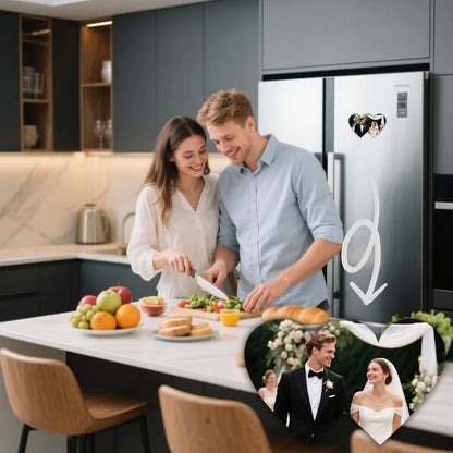 Customized double heart-shaped fridge magnets · One-piece heart design · Can print photos and text · Festival couples and families