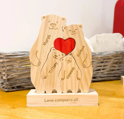 Customized wooden irregular-shaped jigsaw puzzles · Friendly Little Bear/Little Elephant Family · Customizable text · Decorative framed artworks