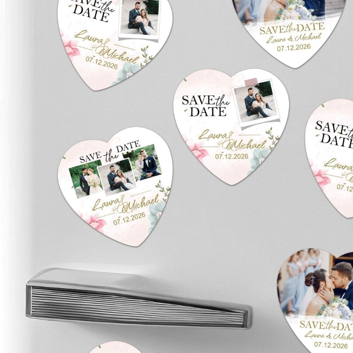 Customized heart-shaped fridge magnets · Classic heart shape · Firm and won't fall off · Can print photos and text