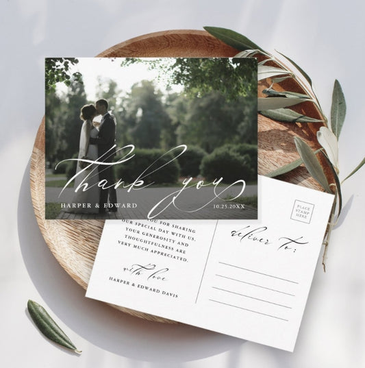 15cm*10cm large-sized wedding customized greeting cards, customized names of the bride and groom, photos of the newlyweds, and customized wedding dates