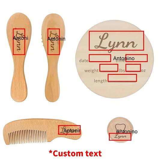 Customized five-piece set · including comb/tooth box/round tag/air cushion comb * 2 · Can be printed with LOGO or text