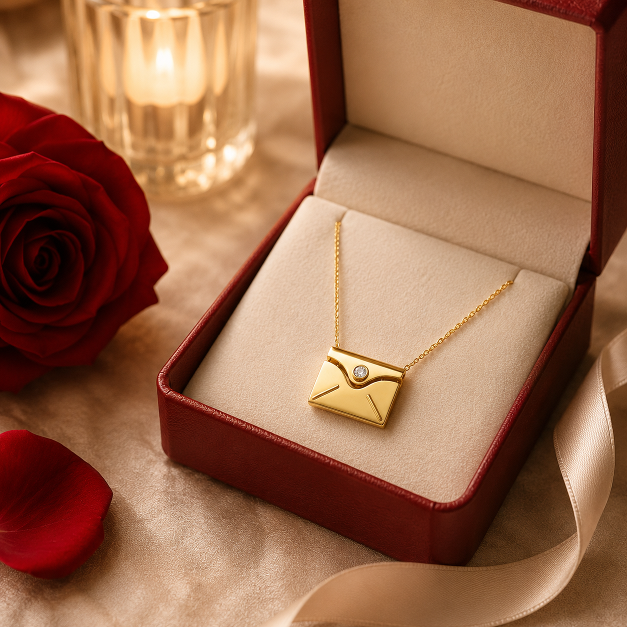 Secret Love Letter Necklace gift and lifestyle detail