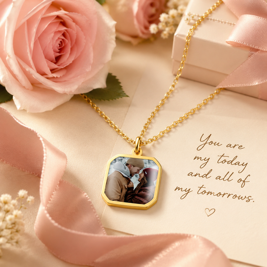Golden Memories Photo Necklace