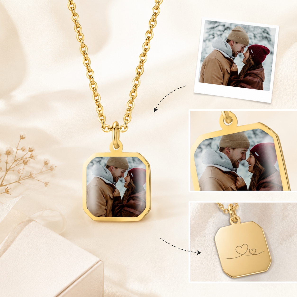 Golden Memories Photo Necklace material and craftsmanship detail