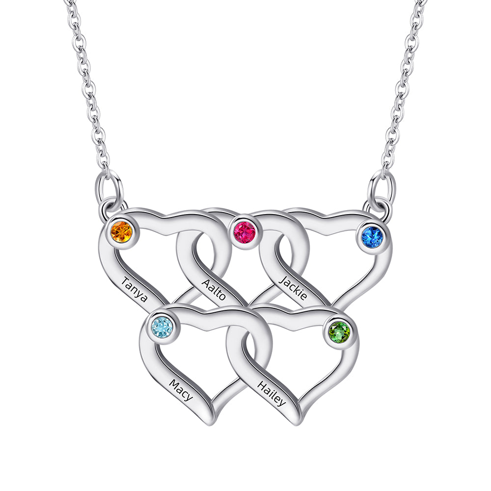 Personalized Family Birthstone Name Necklace