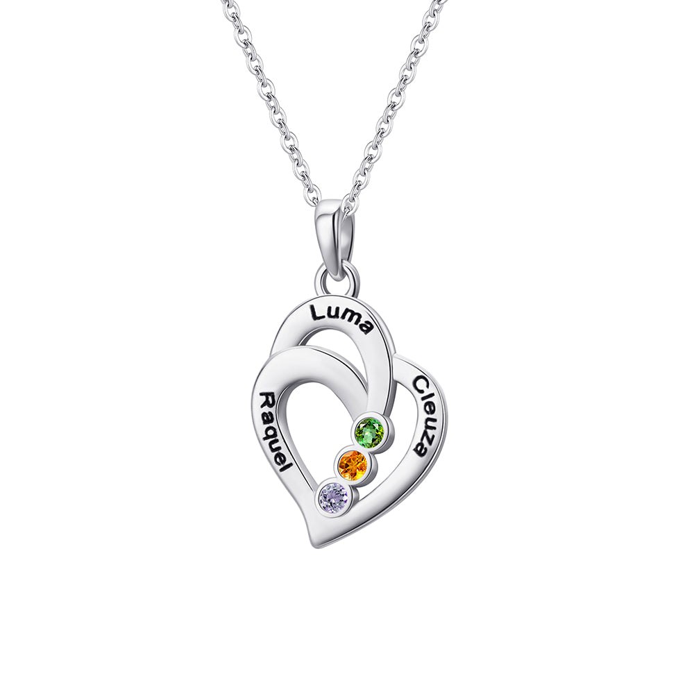 Personalized Heart Birthstone Necklace
