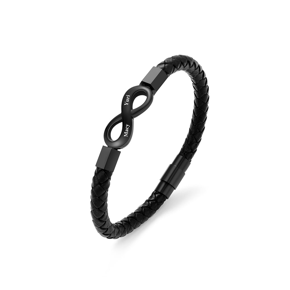Personalized Infinity Engraved Leather Bracelet