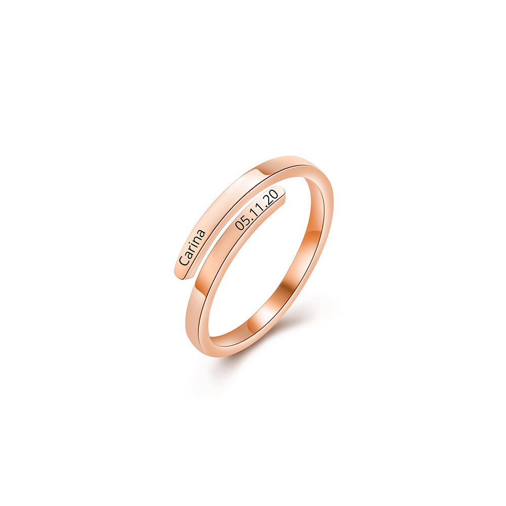 Personalized Double-Layer Engraved Ring