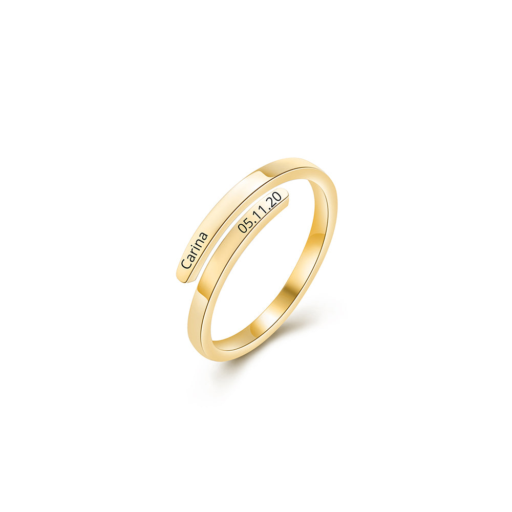 Personalized Double-Layer Engraved Ring detail