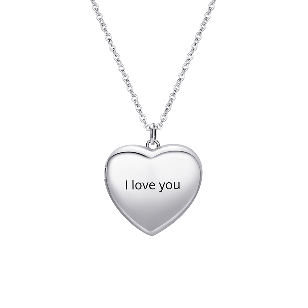 Personalized Heart Photo Locket Necklace