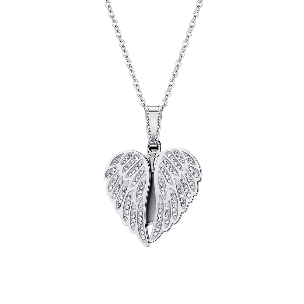 Personalized Angel Wing Photo Locket Necklace