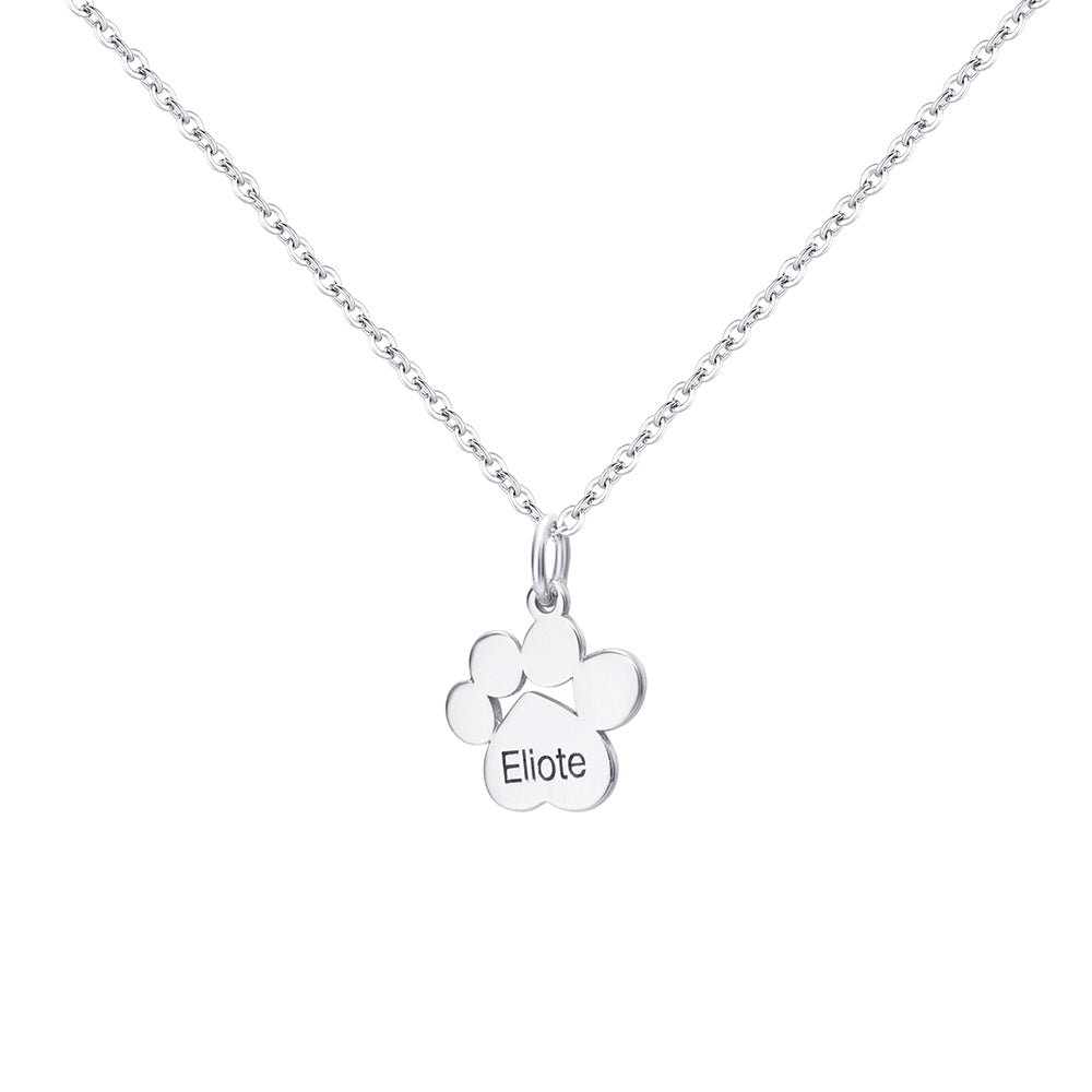 Personalized Multi-Paw Print Name Necklace