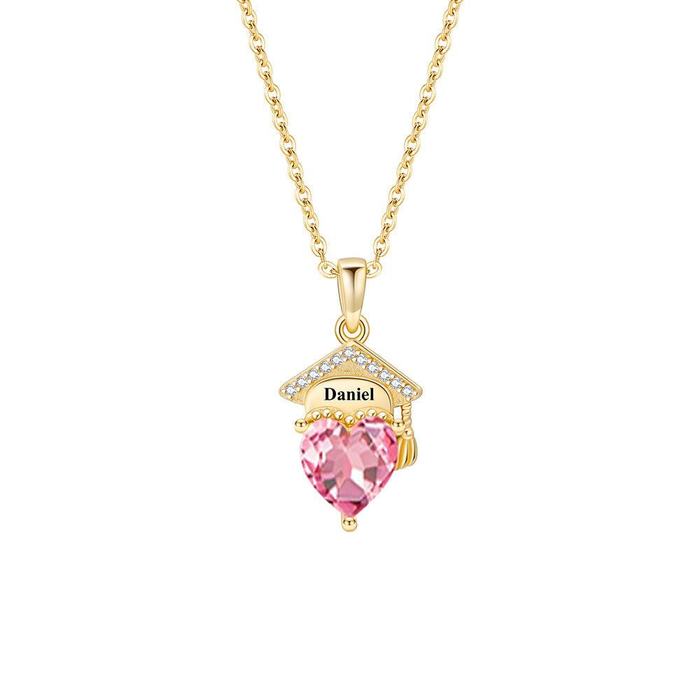 Personalized Flower Birthstone Name Necklace
