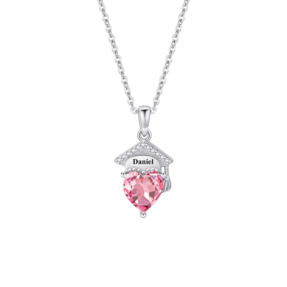 Personalized Flower Birthstone Name Necklace