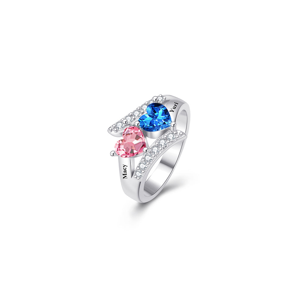 Personalized Double-Birthstone Name Ring