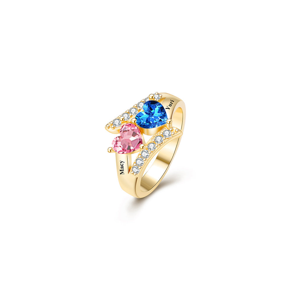 Personalized Double-Birthstone Name Ring