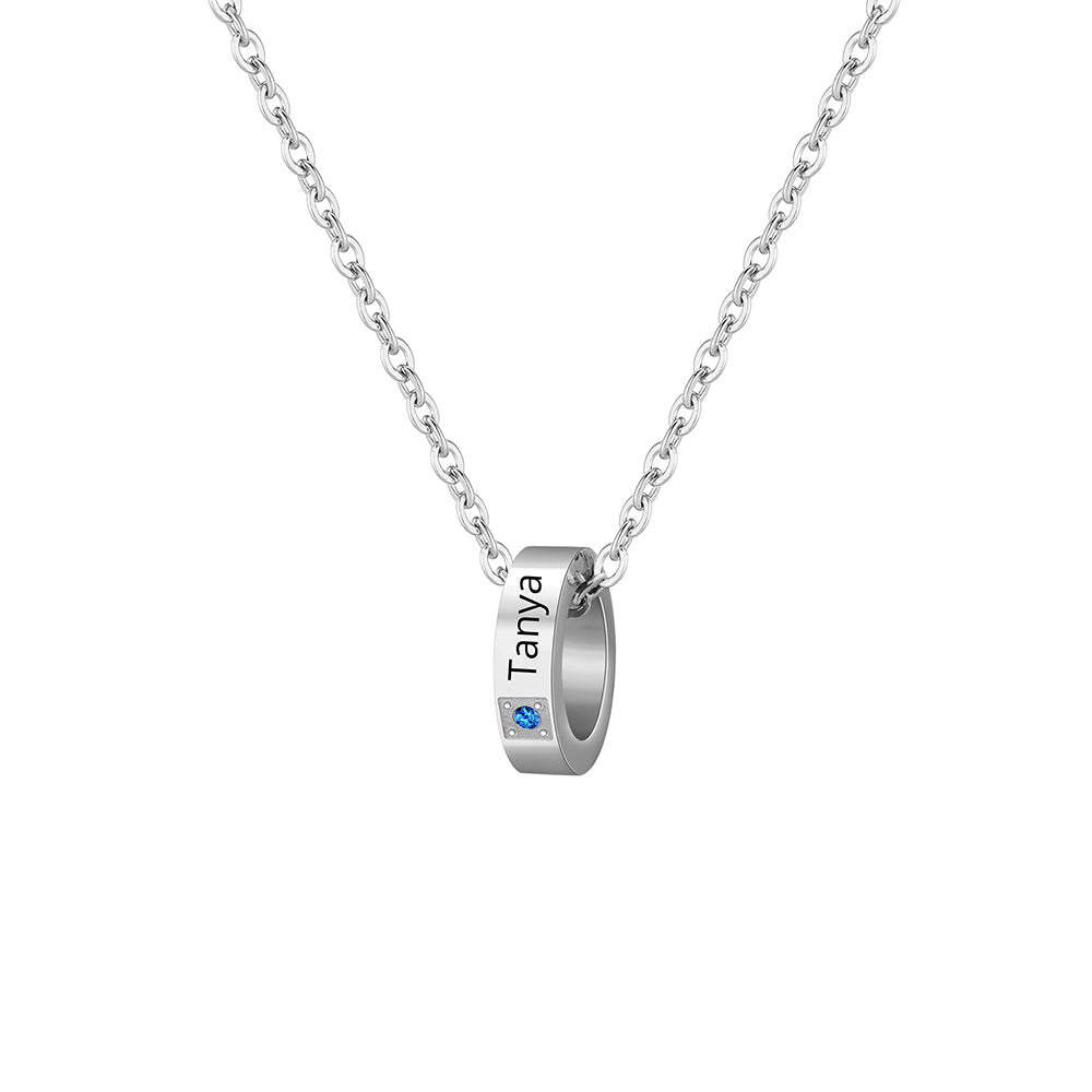 Personalized Multi-Ring Birthstone Name Necklace